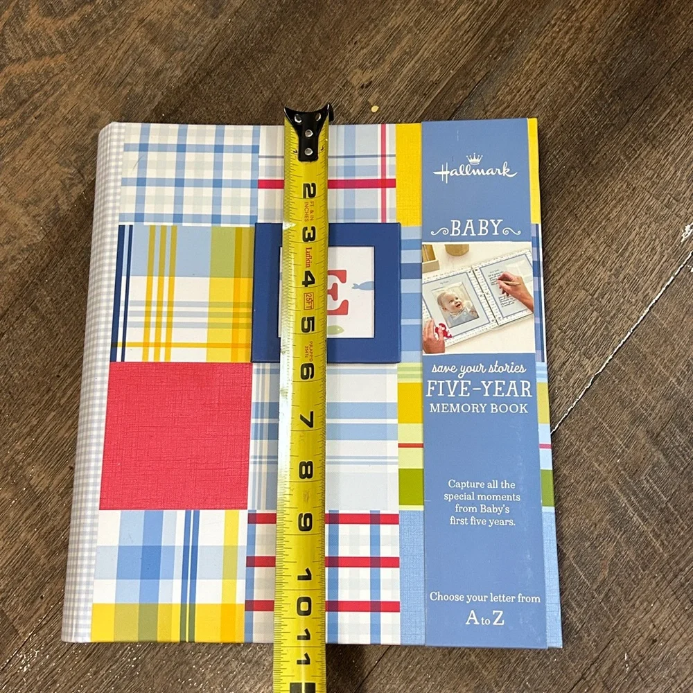 New Hallmark Baby Five-Year Memory‎ Book - Blue Plaid Customizable Nautical